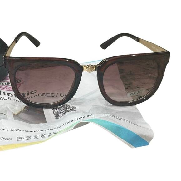 New Versace Y2K Sunglasses Tortoise Gold Medusa & Case Authenticity Certificate - Picture 10 of 16